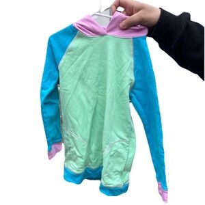 Lands' End Kids Colorblock Rashguard - Mint, Blue & Pink